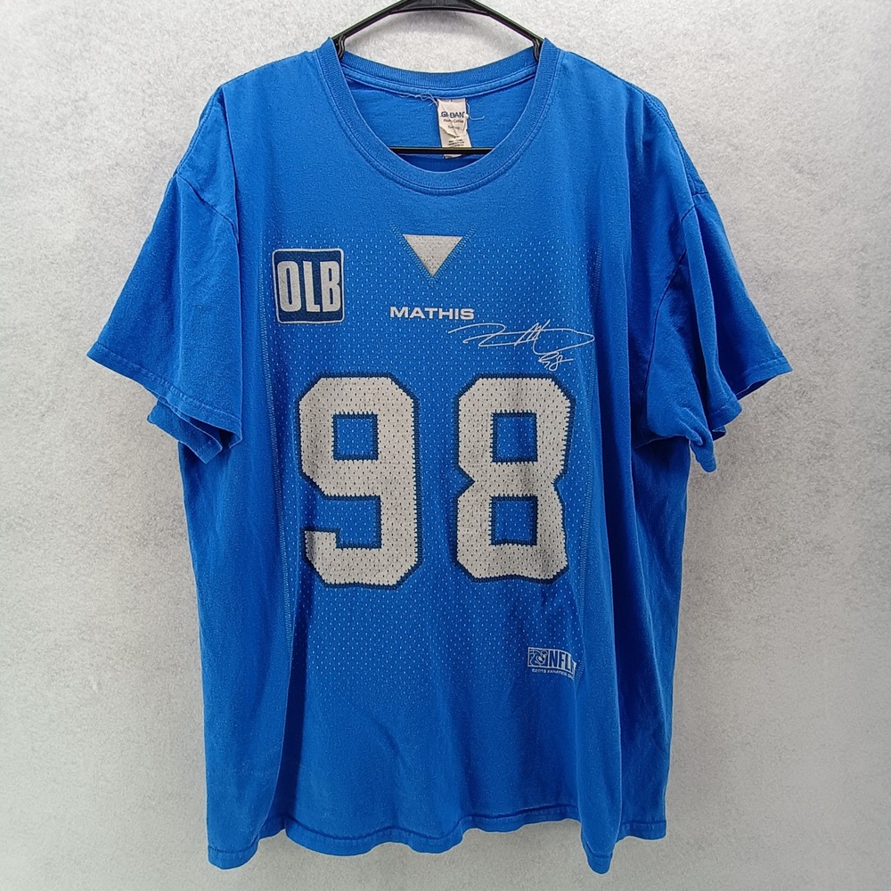 Gildan Mens XL Robert Mathis 98 Colts NFLPA Graphic T Shirt Blue Cotton Sz XL